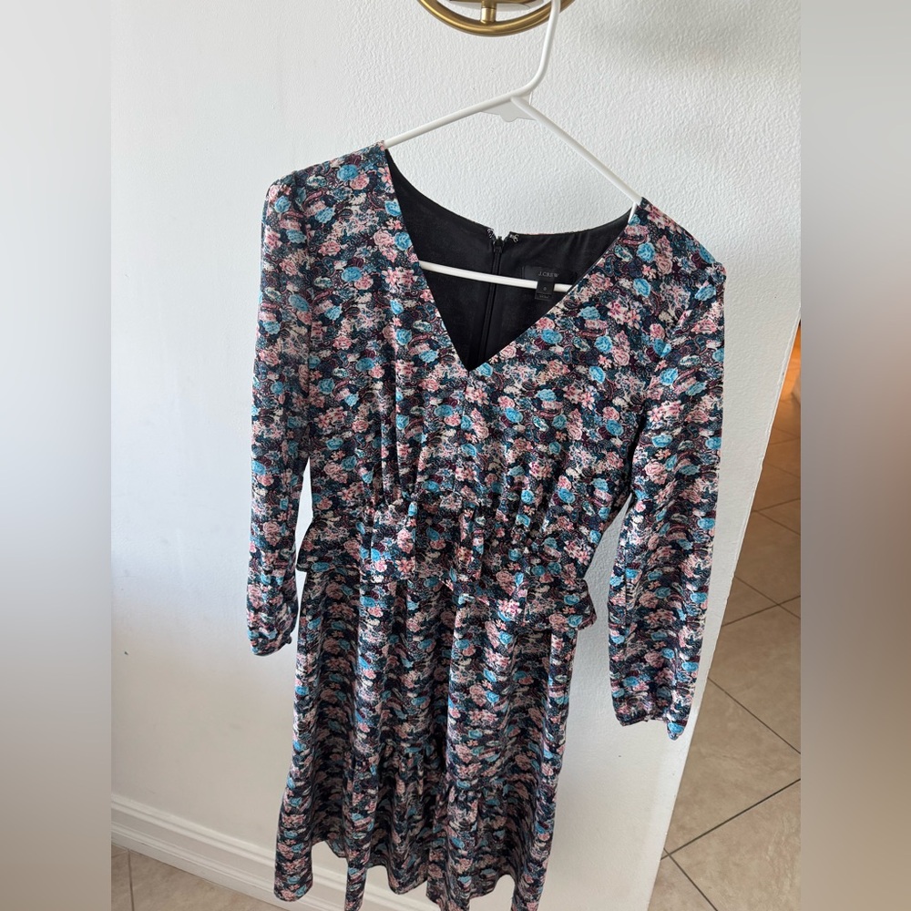 J. Crew Multicolor Floral Long Sleeve Dress